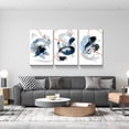 thumbnail image 4 of 3 Piece Abstract Wall Art Blue Paintings Minimalist Wall Decor Graffiti Poster Modern Artwork Picture HD Canvas Print,Framed for Living Room Bedroom Bathroom, 12"x16"x3 Panels, 4 of 7