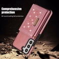 thumbnail image 6 of for Samsung Galaxy S22 Crossbody Wallet Case for Women, Bling Glitter PU Leather Phone Case with RFID Blocking Card Holder Cover for Samsung Galaxy S22 SZ Rose Gold, 6 of 9