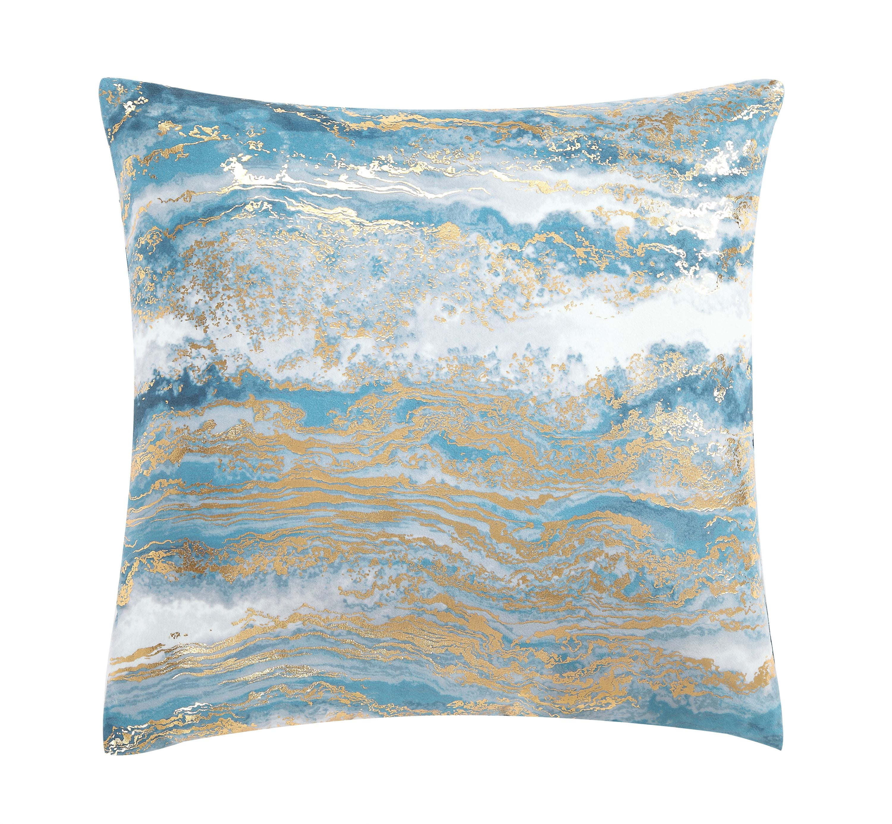 Mainstays Foil Mineral Marble Decorative Throw Pillow, 18 x 18, Blue
