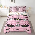 thumbnail image 2 of YST 7 Piece Bed in a Bag Queen Size Comforter Set for Kids Pink Halloween Bat Bedding Set,Cartoon Bat Reversible Bed Set,Happy Halloween Comforter with Sheet Set,All Season, 2 of 5