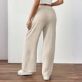 thumbnail image 4 of Lumtrix Women's Baggy Straight Wide Leg Pants Drawstring High Waisted Casual Long Trousers with Pockets Beige L, 4 of 5