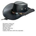 thumbnail image 7 of Skymirror Retro Ethnic Style Belt Decor Faux Leather Western Cowboy Hat Women Men Vintage Gentleman Dress Hat Adjustable Cowgirl Jazz Hat, 7 of 7