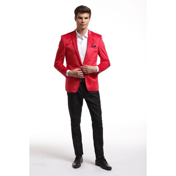 Elie Balleh Red Velvet Men's Blazers Sports Coat Jacket