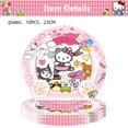 thumbnail image 5 of Kit de suministros para decoración de fiestas de cumpleaños de niñas con temática de Hello Kitty, vajilla de papel, platos y vasos de papel, globos y recuerdos para niños, 5 of 5