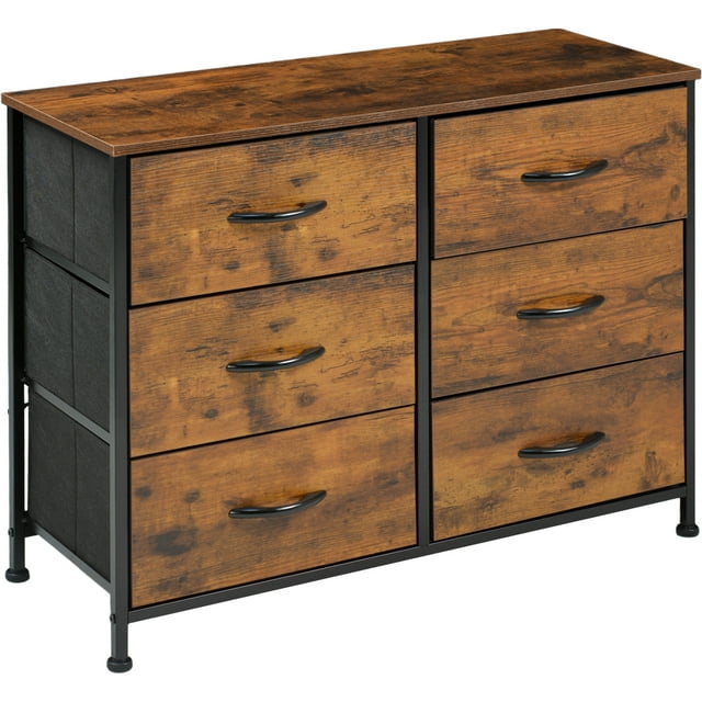 Comoda Cajonera Mueble 6 Cajones Tela Organizador Metalico Café Claro