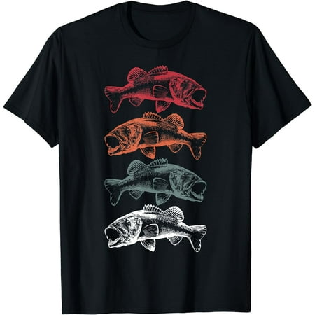 Retro Vintage Bass Fishing Fisherman Father s Day Gift Men T-Shirt Black-M