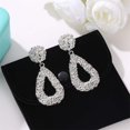 thumbnail image 4 of SmartBy Bohemia Women Geometric Emboss Hollow Teardrop Dangle Stud Earrings Jewelry Gift, 4 of 7