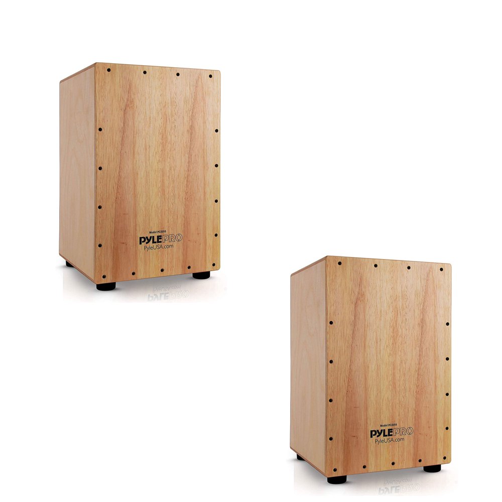 Pyle Pro Hybrid Acoustic Electric Cajon with Built In Pickup Connector