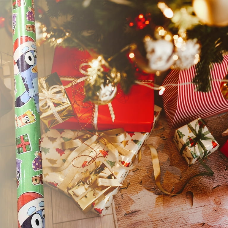 Bluey Christmas Wrapping Paper Roll 40 Sq Ft – Green Gift Wrap
