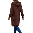 thumbnail image 4 of YueHuiYing Women's Solid Color Pocket Zipper Long Sleeved Drawstring Hooded Casual Fashionable Trench Coat, 4 of 6