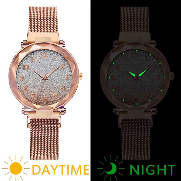 Reloj Luminoso De Color Degradado Con Hebilla Magnética Para Mujer