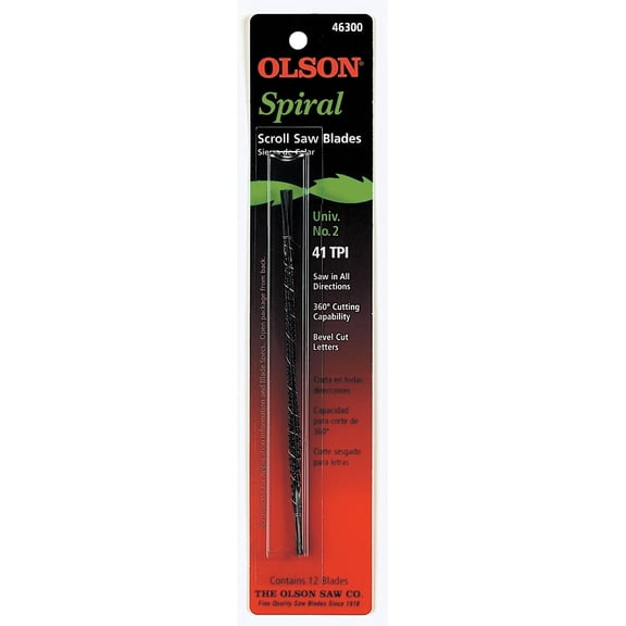 Olson 41TPI Spiral Plain End Scroll Saw Blade (12 Count) SP46300
