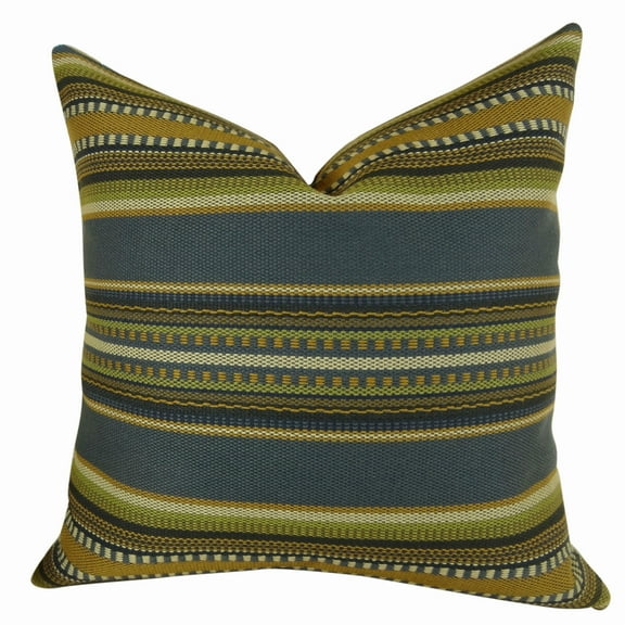Plutus Chic Stripe Indigo Handmade Pillow-Color:Multi,Size:12" x 20"