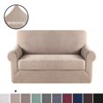 thumbnail image 1 of H.VERSAILTEX 2-Piece Jacquard Spandex Loveseat Stretch Slipcover, Sand, 1 of 6