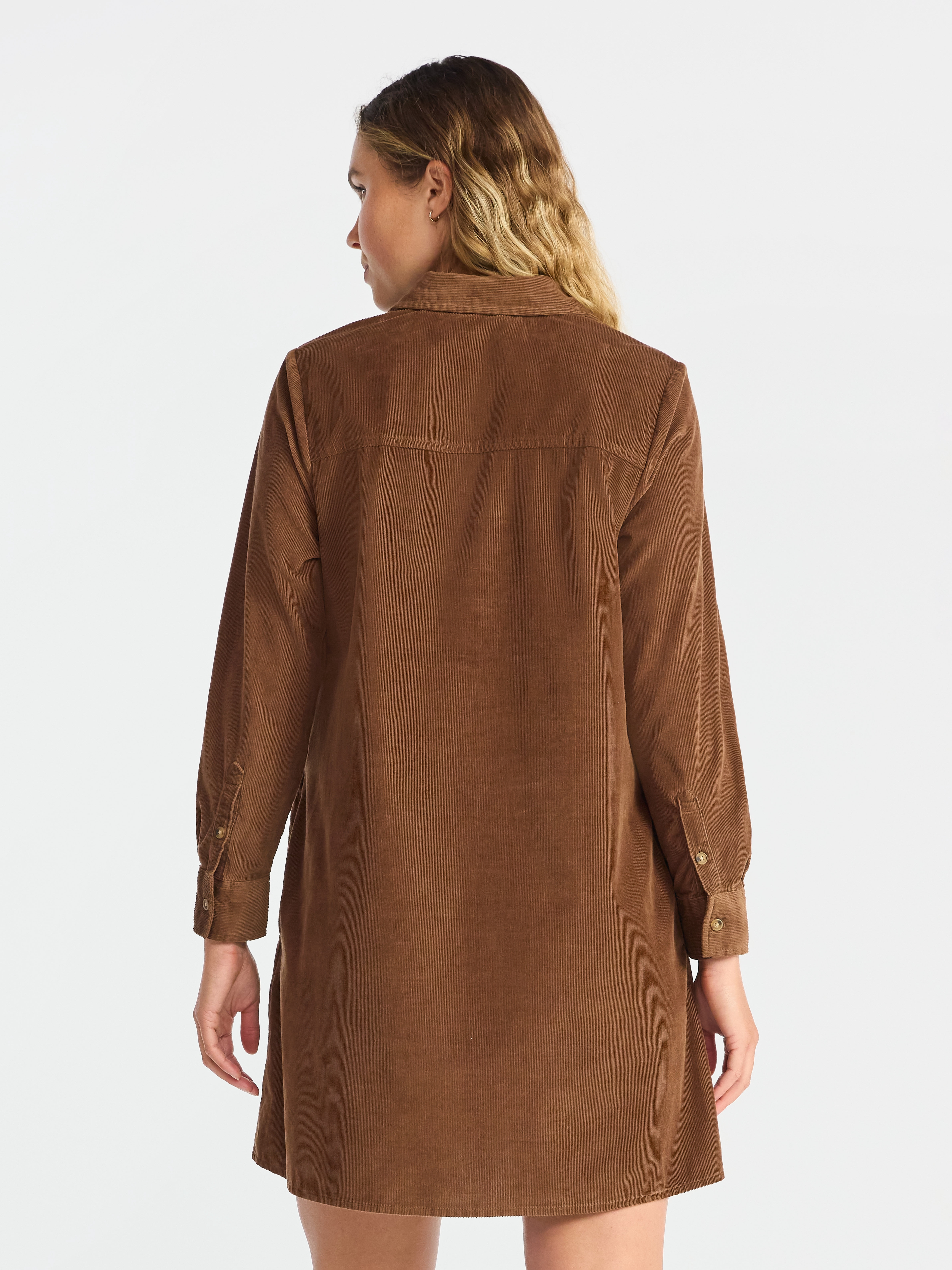 Time and Tru Women's Corduroy Shirtdress with Long Sleeves, Sizes XS – XXXL