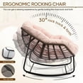 thumbnail image 5 of Indoor Outdoor Rocking Chair, Oversized Papasan Rocking Chair with Padded Cushion, Rocker Egg for Front Porch, Garden, Living Room, Bedroom, Apartment, 5 of 8