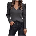 thumbnail image 2 of BONIXOOM Fall Sweaters Relaxed Fit Sweater Pullover Vacation V-Neck Womens Sweaters Cardigan Dark Gray S(US:4), 2 of 7