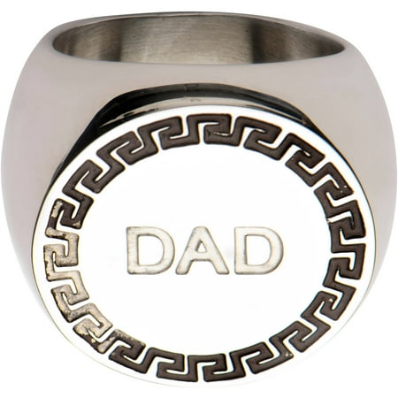 Greek Design Ring - Men's Stainless Steel Circle DAD with Greek Key Design Ring