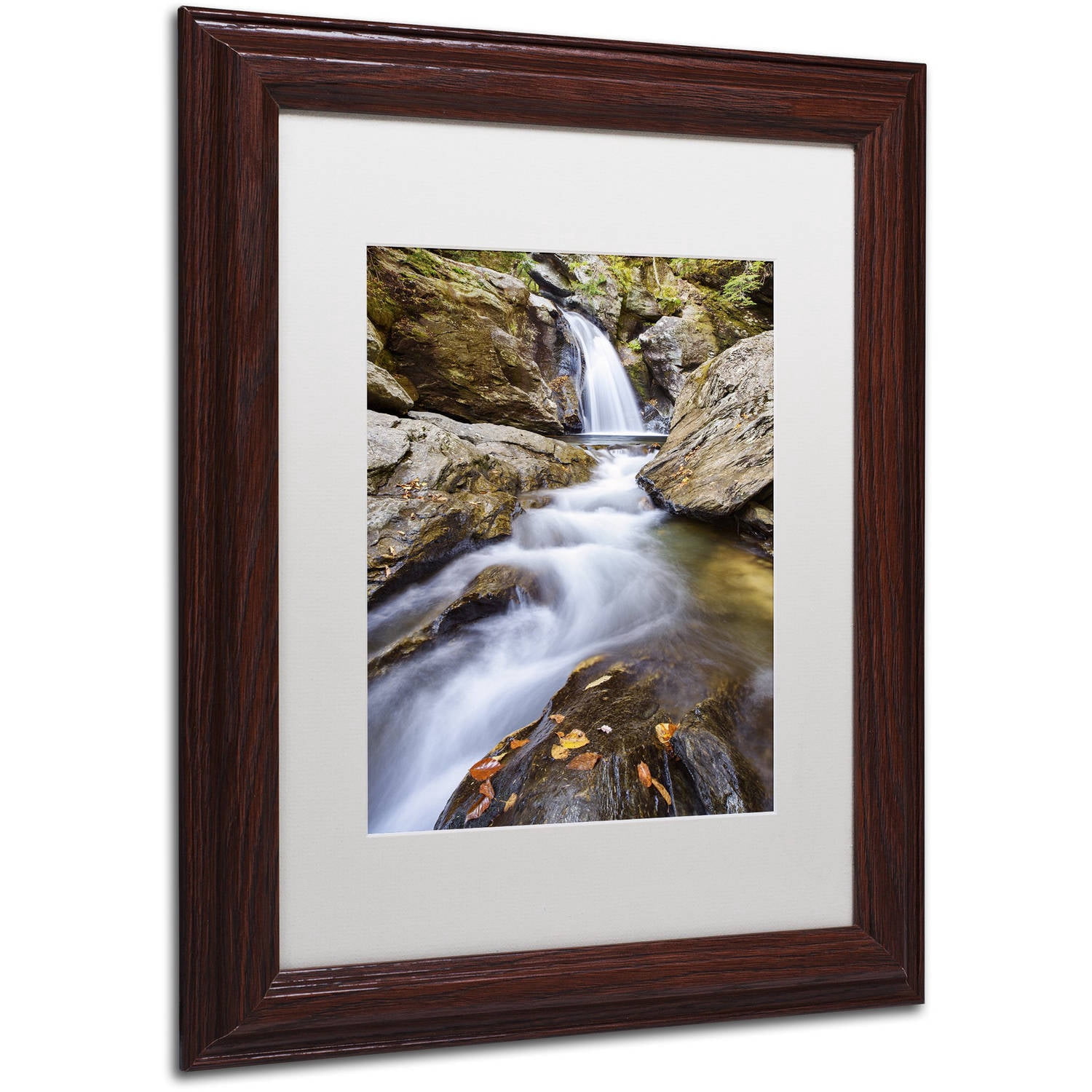 Trademark Fine Art "Bingham Falls" Canvas Art by Michael Blanchette Photography White Matte, Wood Frame