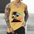 thumbnail image 2 of ZCFZJW Men's Workout Tank Tops Mesh Gym Sleeveless Quick Dry Summer Tropical Palm Tree Print Bodybuilding Shirts Fitness Athletic Muscle Tee Yellow S, 2 of 5