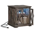 thumbnail image 4 of Wooflex Modern Dark Wood Nightstand, 25x23.6x23.6", LED Lights, USB Ports, Assembly Req, 4 of 7