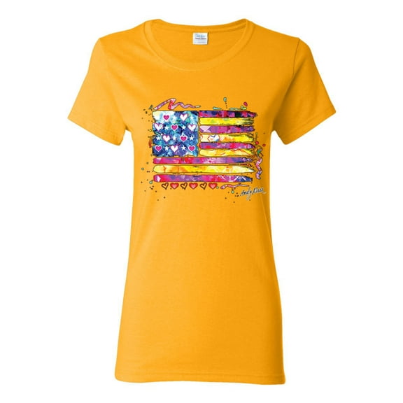 Wild Bobby, Colorful Neon Flag, Streetwear, Women Graphic Tee, Gold, 2XL