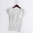 thumbnail image 3 of JGGSPWM Womens Solid Short Sleeve Tops Crewneck Build in Bra Blouse Plus Size Shirts Summer 2023 Tunic Tees Tshirts Silver XXL, 3 of 8