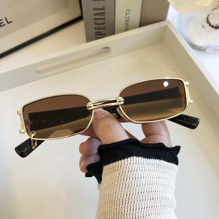 Vintage Trendy Metal Sunglasses Amazon.com: Rmerom Retro Oval 90s Metal Sunglasses for Women  main image 3