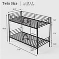 thumbnail image 5 of Jopath Twin over Twin Bunk Bed,Heavy Duty Metal Bed Frame with Ladder and Full-Length Guardrail,Noise Free, Easy Assemble,Able to Split 2 Bed,Black, 5 of 7