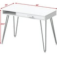 SHW Claire Modern 40inch Writing Desk with Drawer, White