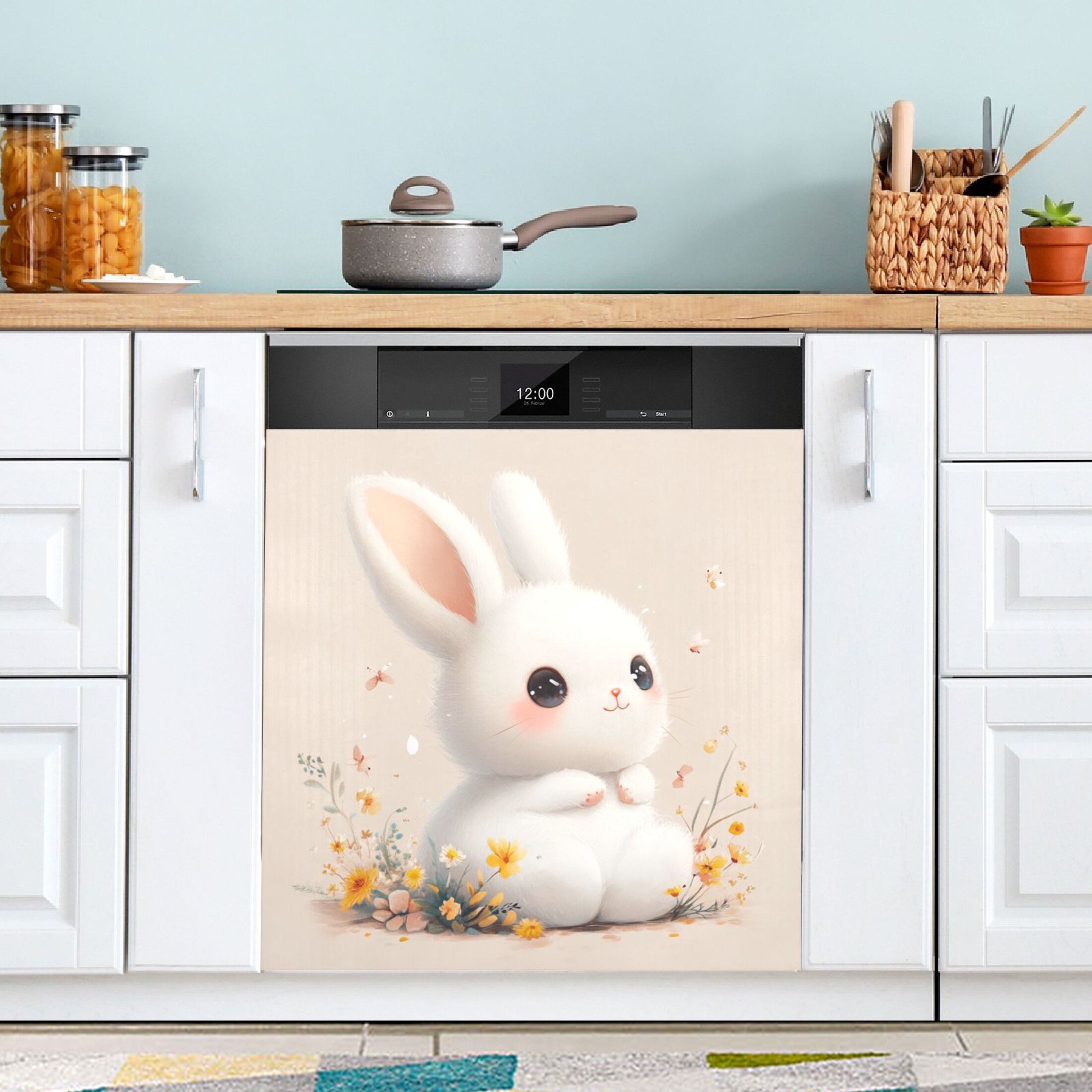 Dishwasher Magnetic Sticker 23x26 Inch Refrigerator Magnetic Sticker Washing Machine Magnetic Sticker Kitchen Panel Magnetic Sticker Home Decor Super Cute Rabbit
