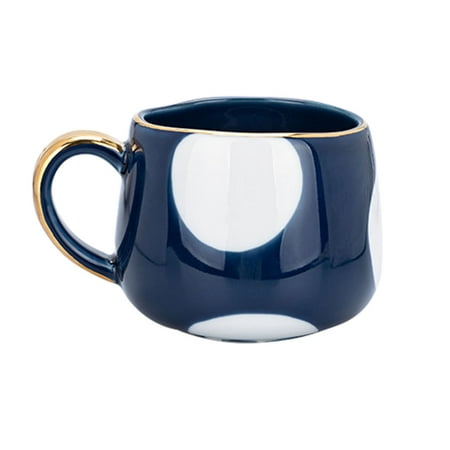 

Haifle Small Ceramic Cup With Handle Porcelain Mug Ceramic Mug Oz Microwave Safe For Office Kitchen-Blue Polka Dots-380ml 1