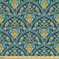 thumbnail image 2 of Oriental Fabric by the Yard Upholstery, Nostalgic Oriental Design Floral Squama Tile Mosaic with Turquoise Details, Decorative Fabric for DIY and Home Accents, Night Blue Apricot by Ambesonne, 2 of 5