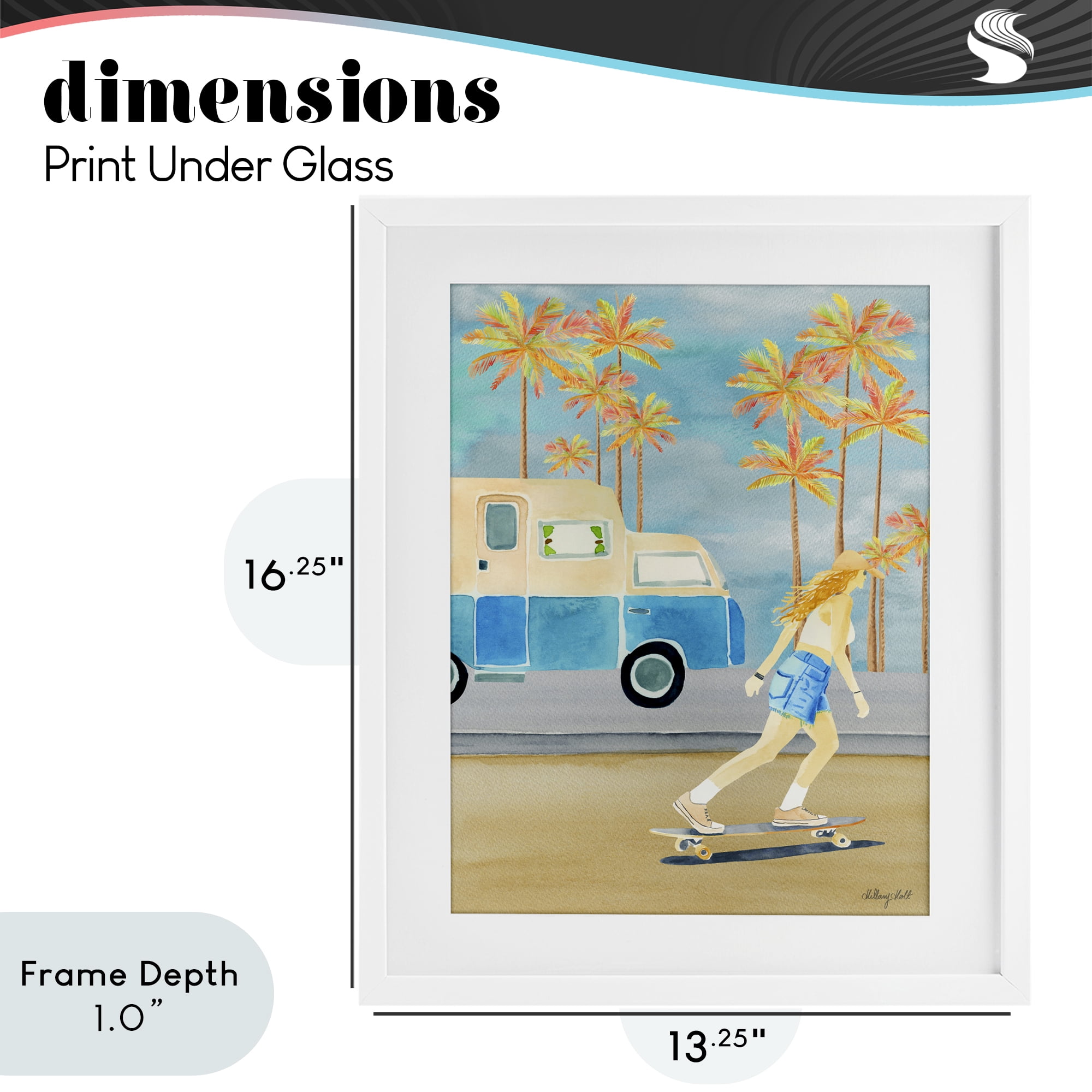 Stupell Industries Santa Monica Road Trip White Framed Print Under Glass, design by Hillary Holt