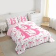 thumbnail image 3 of Homewish Initial Letter B Full Size Comforter Sets,Kawaii Bow Ribbon Bedding Comforter Set,Pink Heart Print Bedding Sets For Girl,Breathable Bedroom Decoration Reversible,3-Piece, 3 of 8