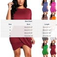 thumbnail image 3 of SAWOBUUN Womens Mini Dress Solid Short Sleeve Wrap Ruched Bodycon Mini Dress Crew Neck Slim Fit Casual Dress, 3 of 9