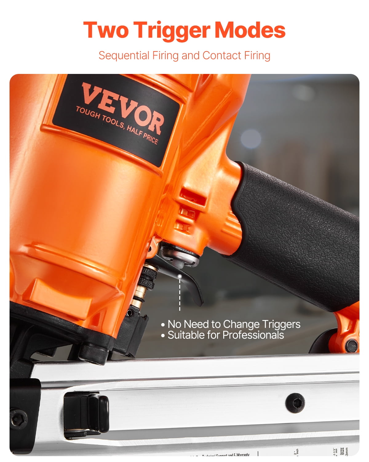 VEVOR Framing Nailer, 2" to 3-1/2" 21 Degree Full Round Head Pneumatic Framing Nailer with Dual Trigger Modes & Tool-Less Depth Adjustment, 80-120PSI Pro Air Nail Gun for Framing Flooring Decking