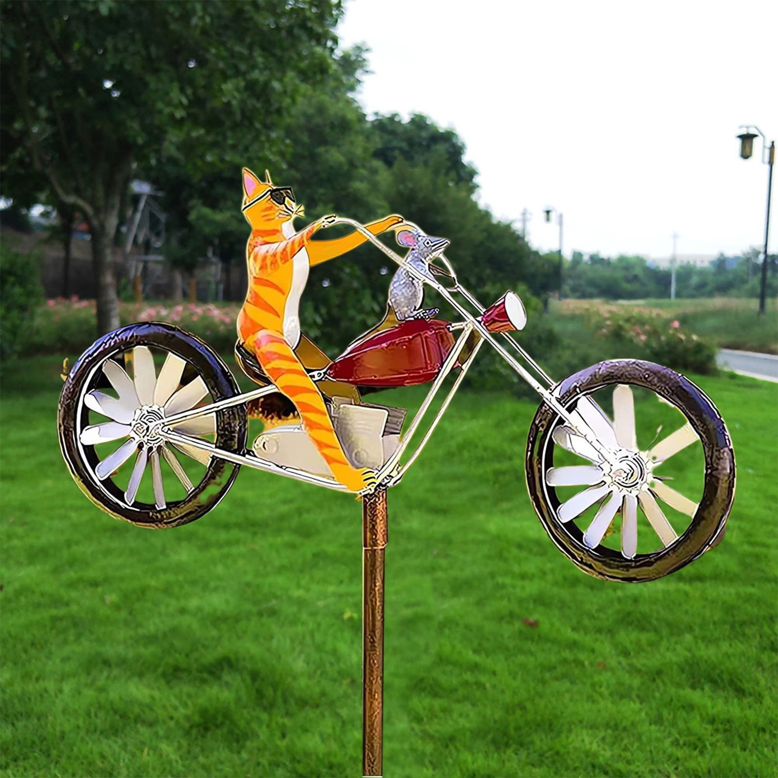 Vintage Metal Wind Garden Cute Animal Yard Metal Windmills Garden Ornaments Decor Outdoor Metal Art Sculptures & Statues Decorations