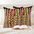 thumbnail image 3 of Leaves Pillow Covers 2 Pack Abstract Gradient Pink Yellow Red Green Lines Leaf Black Pillowcase Waterproof Outdoor Throw Pillow Cover for Patio Garden Square Cushion 26”x26”, 3 of 9