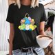 thumbnail image 2 of Moda Mujer Causal Pascua Cuello redondo Blusa estampada Camiseta de manga corta Tops de verano Pompotops  hkajfhjk461137, 2 of 6