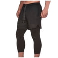 thumbnail image 3 of IYTR Men's 2 in 1 Running Shorts Compression Tights Workout Gym Fitness Sports Pants with Phone Pocket Black XXL, 3 of 6