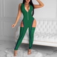 thumbnail image 2 of HBFAGFB Rompers for Women V Neck Sleeveless Backless Tops Fashionable Pleated Jumpsuits Green Size XL, 2 of 5