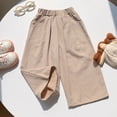 thumbnail image 4 of StSilkitty Girls Ruffle Pants High Waist Elastic Casual Wide Leg Pants with Pockets Solid Color Lightweight Soft Trousers, 4 of 5