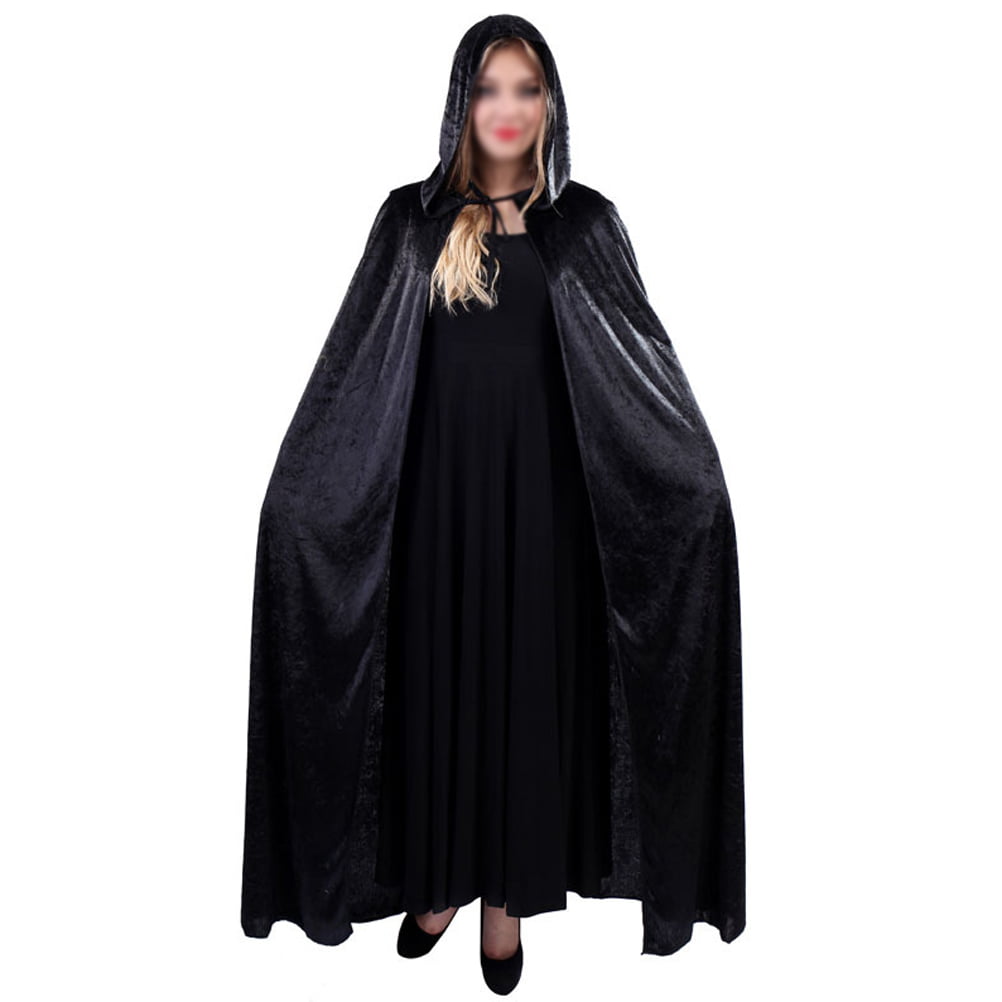 Cosplay Cloak, Halloween Witch Cloak Wizard Hooded Robe Cloak (Black ...