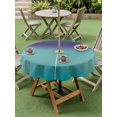 thumbnail image 4 of Outdoor Tablecloth with Umbrella Hole for Patio/Picnic/Party/Camping, Teal Purple Ombre Waterproof Table Cloth Round Cover Washable, Modern Gradient Abstract Art (Dia 60"), 4 of 8