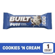 BUILT Puff Protein Bar, Cookies N' Cream, 17g Protein, Collagen, 150 Calories, Single 1.41 oz Bar