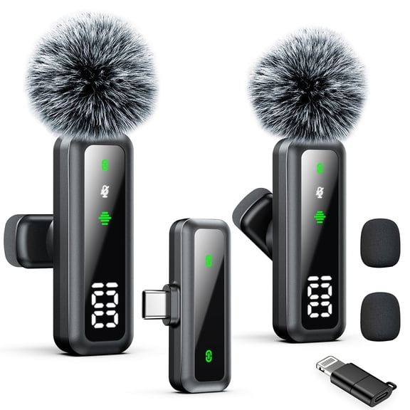 memzuoix Wireless Lavalier Microphone with Digital Battery Display, Mini Clip-on Mics for Type-C Android Phone/Tablet/PC Video Recording, deal for Vlog Tiktok Youtube Podcast Content Creator