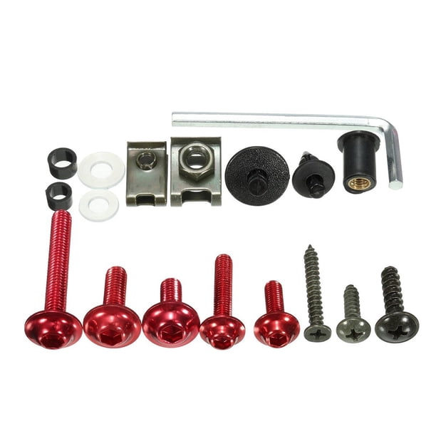 Alamor 137Pcs Carenado Perno Kit Sujetador Clip Tuerca Tornillo Para Sportbikes Motocicleta - Rojo