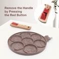 thumbnail image 4 of Ceramic Pancake Pan with Detachable Handle, 7 Hole Smiley Face Mold - Brown, 4 of 5