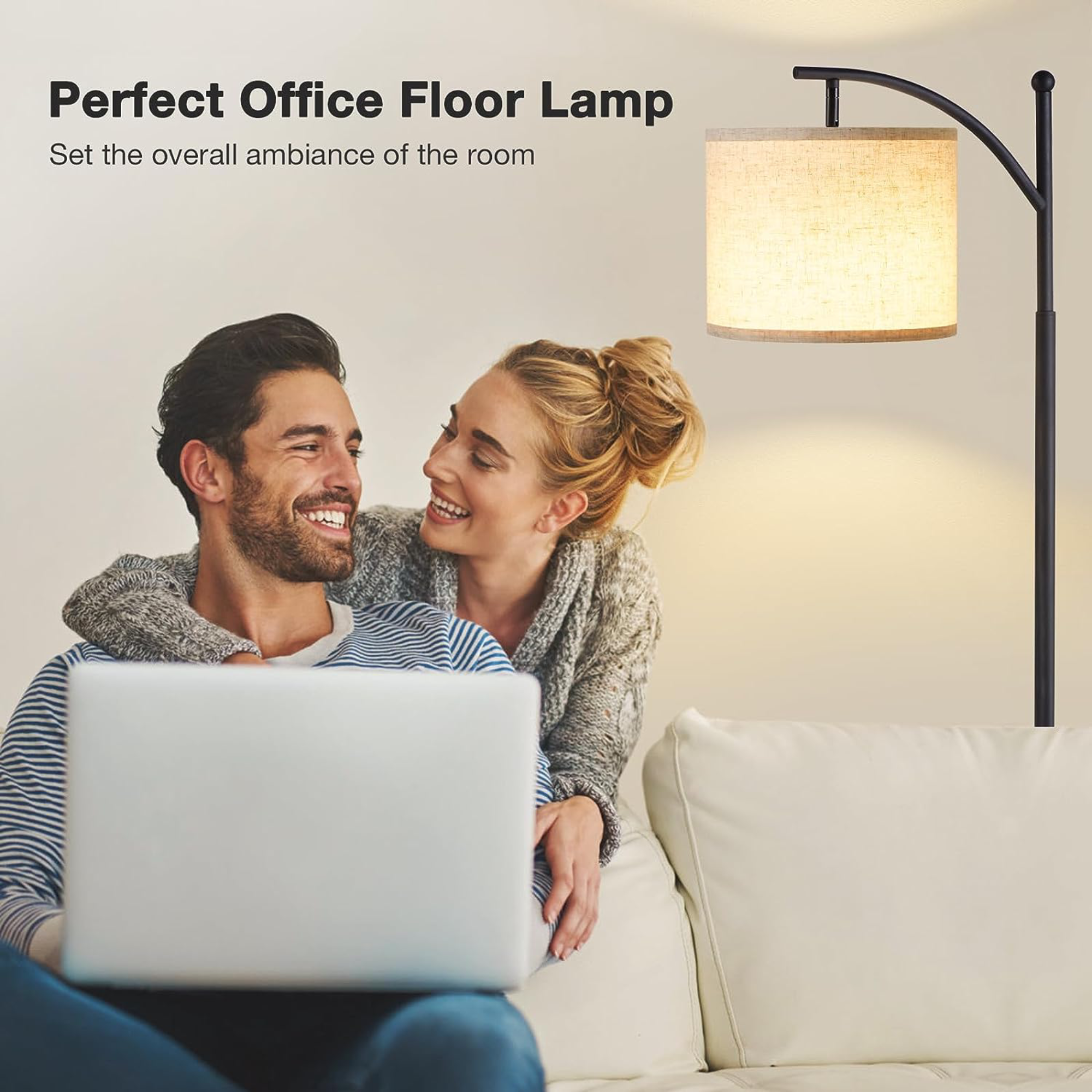 Hadineen 62.2" Floor Lamp, Beige Linen Shade photo 4
